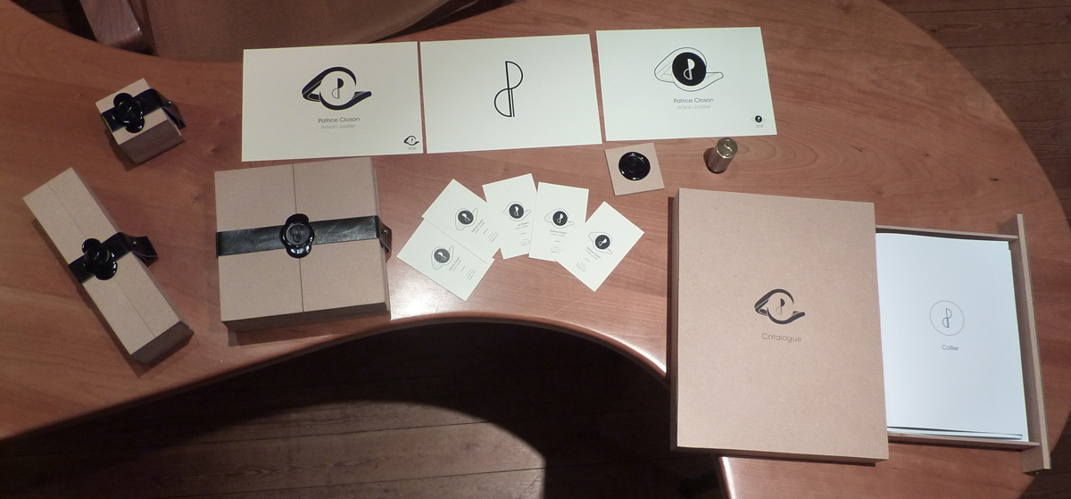 photos du projet Patrice Closon, logo, packaging, catalogue, poinçon, cachet. Damien Closon